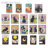 Punk Style Tarot Series Pin Moon Sun Star Skull Paint Halloween Accessory