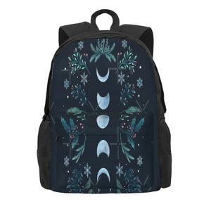 Moonlit Garden-Teal Snow Backpacks Men Women Mens B