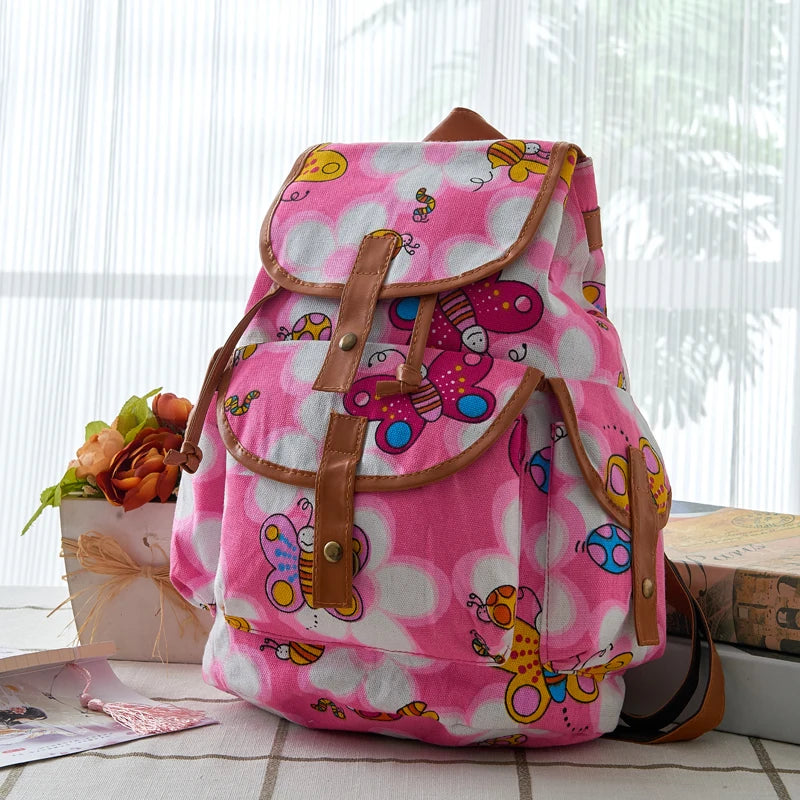 Vintage Lady Backpack Canvas Pattern Casual Travel Bag