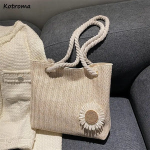 Mori-girl Shoulder Bags Women Underarm Large Capacity Totes Flower Handbags