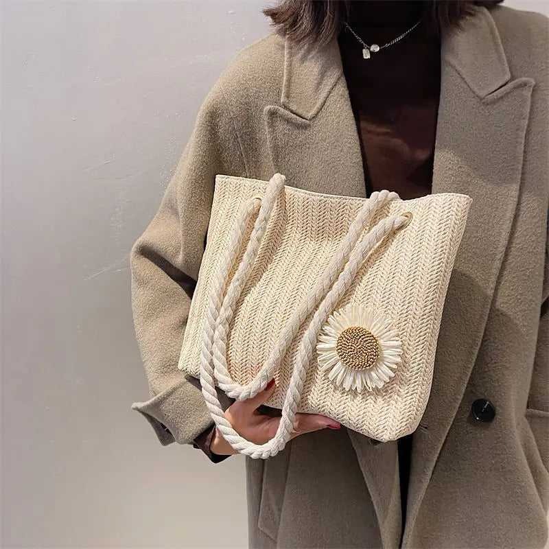 Mori-girl Shoulder Bags Women Underarm Large Capacity Totes Flower Handbags