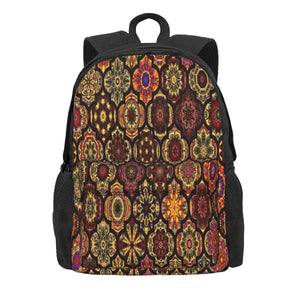 Moroccan Tile Golden Pattern Backpacks Men Women Back Bag