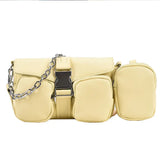 Women's Shoulder Bag Chain Crossbody PU Leather Handbag Double Pocket