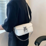 Women's Shoulder Bag Chain Crossbody PU Leather Handbag Double Pocket