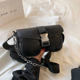 Women's Shoulder Bag Chain Crossbody PU Leather Handbag Double Pocket