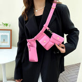 3Pcs Girl Chest Bags PU Leather Small Square Bag Purses