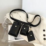 3Pcs Girl Chest Bags PU Leather Small Square Bag Purses