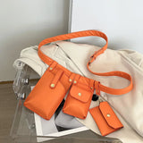 3Pcs Girl Chest Bags PU Leather Small Square Bag Purses