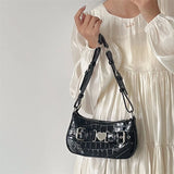Crocodile Pattern Shoulder Bag Metal Heart Handbags