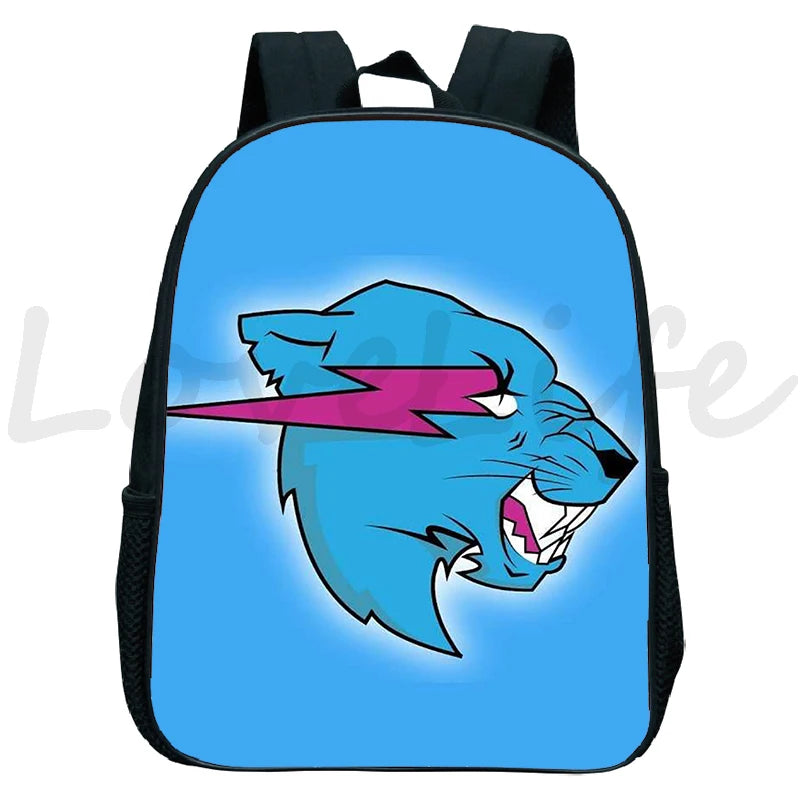 Mr Beast Lightning Cat Backpack Cartoon Bookbag Kindergarten Knapsack