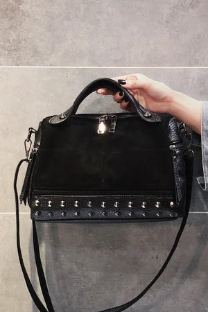 Soft Leather Oblique Satchel Shoulder Bag for Women