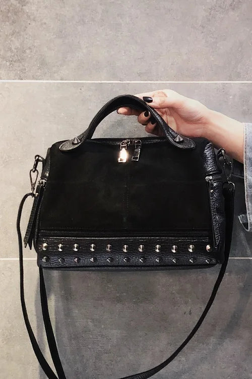 Soft Leather Oblique Satchel Shoulder Bag for Women
