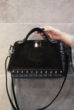 Soft Leather Oblique Satchel Shoulder Bag for Women