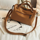 Soft Leather Oblique Satchel Shoulder Bag for Women