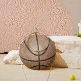 Basketball Style Party Ladies Handbag Clutch Diamond Studded Purses