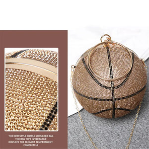 Basketball Style Party Ladies Handbag Clutch Diamond Studded Purses