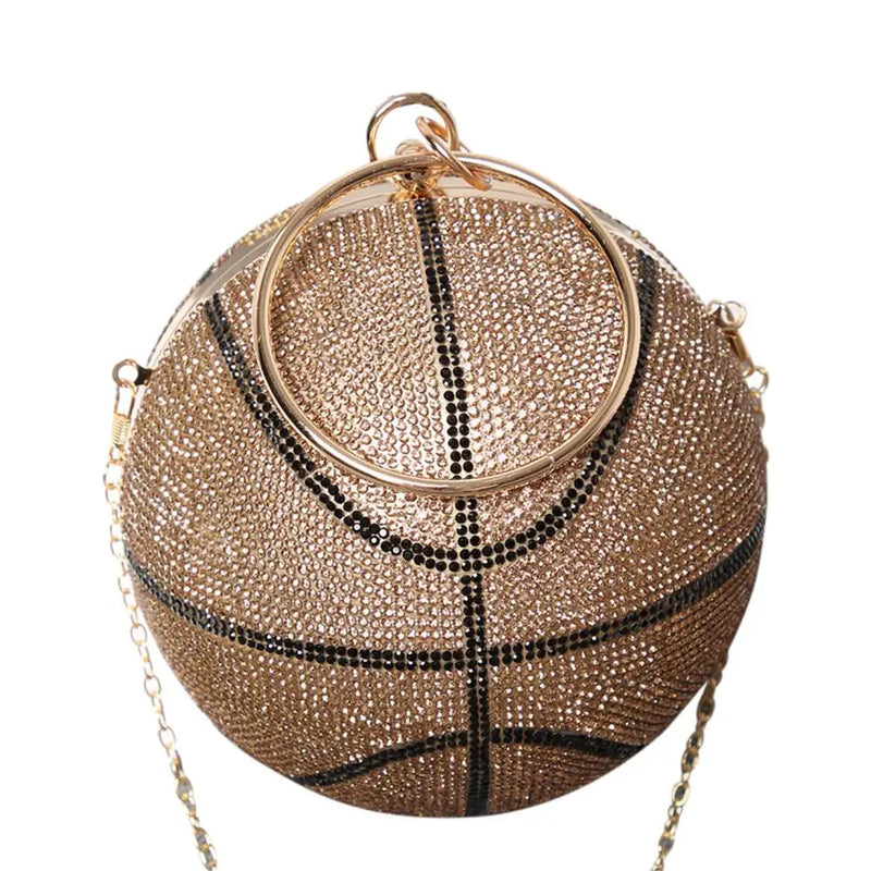 Basketball Style Party Ladies Handbag Clutch Diamond Studded Purses