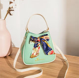 Colorful One-Shoulder Silk Scarf Bucket Bag