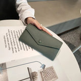 Cow Leather Long Wallet Womens Functional Flap Over Wallet