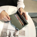Cow Leather Long Wallet Womens Functional Flap Over Wallet