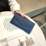 Cow Leather Long Wallet Womens Functional Flap Over Wallet