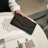 Cow Leather Long Wallet Womens Functional Flap Over Wallet