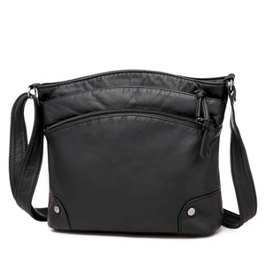 Multi-Compartment PU Leather Crossbody Bag for Women