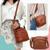 Multi-Compartment PU Leather Crossbody Bag for Women