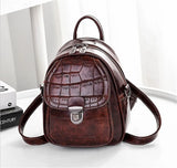 Crocodile Print Small Backpack Multi-Functional