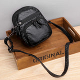 Women's PU Leather Messenger Bag High Capacity Mobile Phone Bag