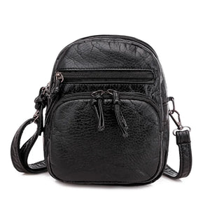 Women's PU Leather Messenger Bag High Capacity Mobile Phone Bag