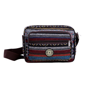 Layer Messenger Bag Women Striped Canvas Crossbody Bag