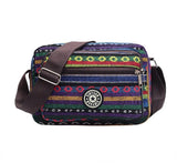 Women Striped Canvas Messenger Bag, Crossbody Shoulder Bag
