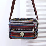 Layer Messenger Bag Women Striped Canvas Crossbody Bag