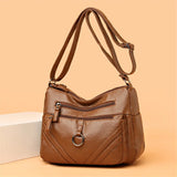 Vintage Leather Shoulder Bag for Women Crossbody Handbag