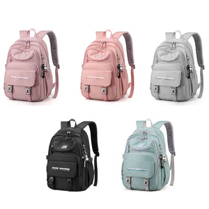 Multi-Pocket Nylon School Backpack for Students - Casual Laptop Book Pack