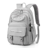Multi-Pocket Nylon School Backpack for Students - Casual Laptop Book Pack
