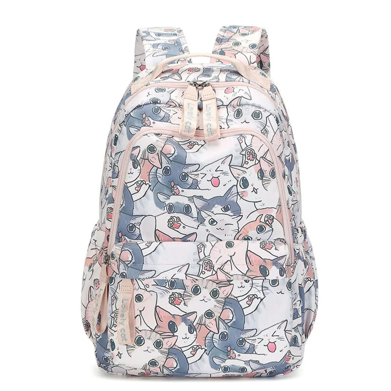 Multi-Pocket CAT Print School Backpack for Student Teenagers