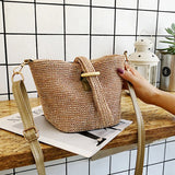 Boho Beach Straw Bags Women Handbag Lady Knit Crossbody Bag