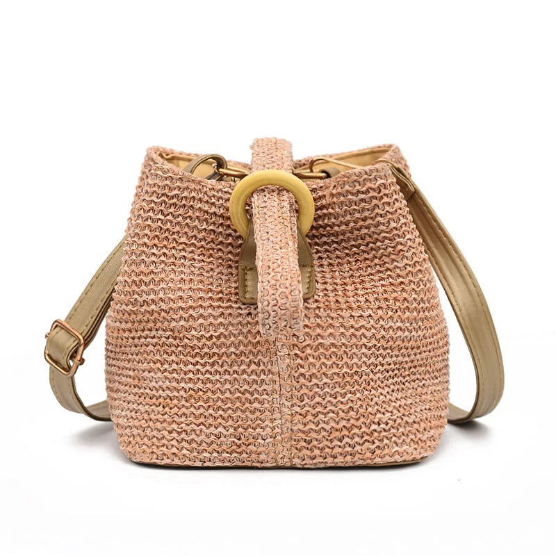 Boho Beach Straw Bags Women Handbag Lady Knit Crossbody Bag