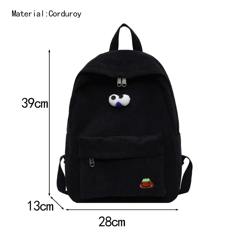 Women's Cartoon Backpack Summer Canvas Shoulder Bag Mini Travel Rucksack