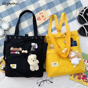 Preppy Shoulder Bags Women Students School Large Capacity Cross Body Canvas Bag