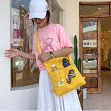 Preppy Shoulder Bags Women Students School Large Capacity Cross Body Canvas Bag