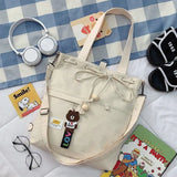 Preppy Shoulder Bags Women Students School Large Capacity Cross Body Canvas Bag