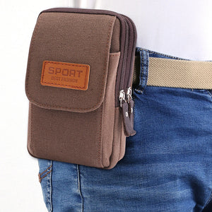Men Canvas Waist Pack Bum Bag Classic Texture Small Phone Pouch