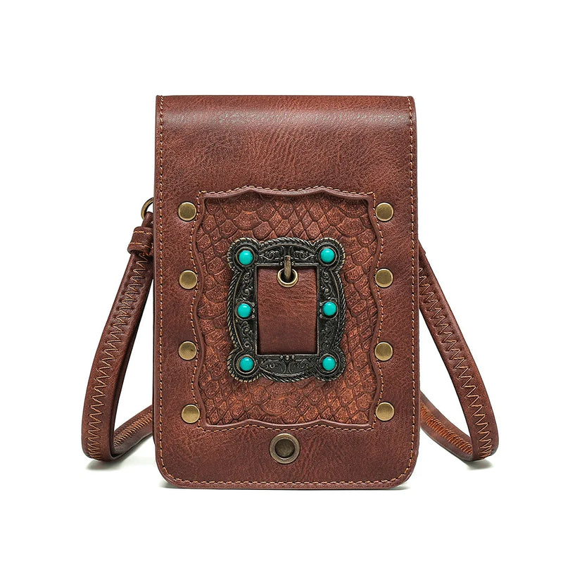 Women Punk Crossbody Shoulder Bag Street Steampunk Mini Phone Bag