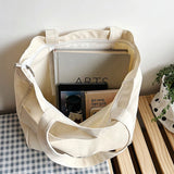 Canvas Shoulder Bag with Multiple Pockets for Women