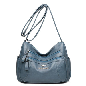 Soft Leather Crossbody Bag Multi-pocket Women Shoulder Bag