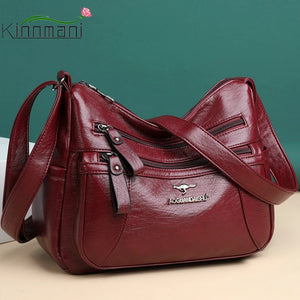 Soft Leather Crossbody Bag Multi-pocket Women Shoulder Bag