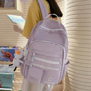 Waterproof Nylon Women Backpack College Student Bag Teenage Girls Laptop School